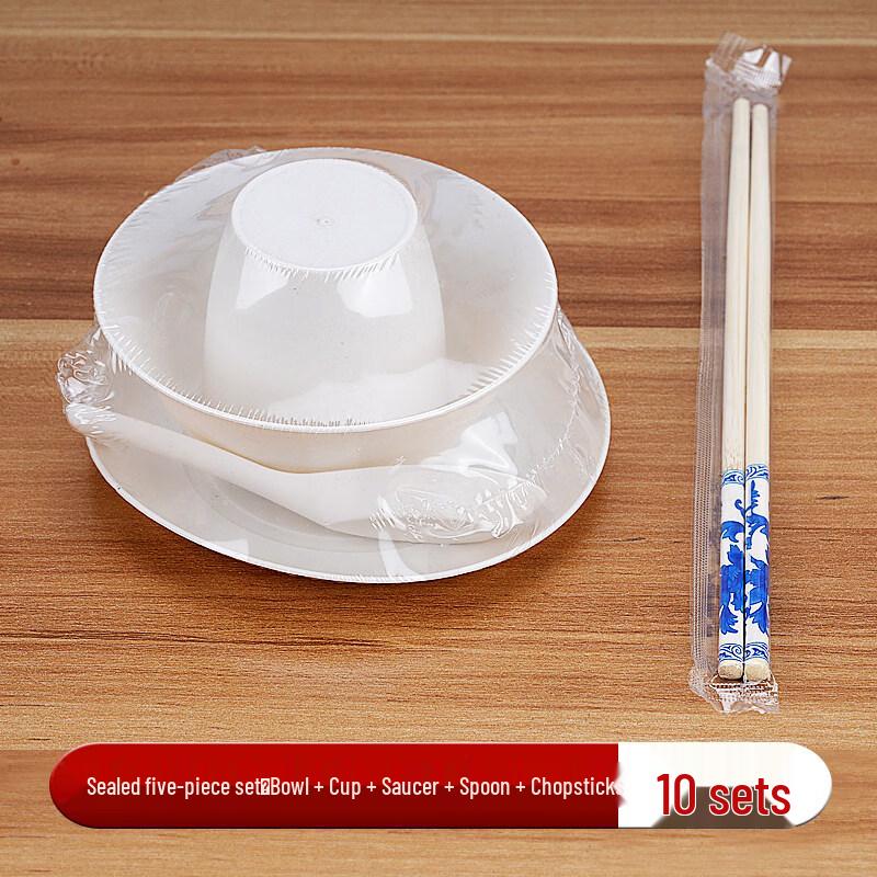 ZISIZ Rice Husk Disposable Tableware Set