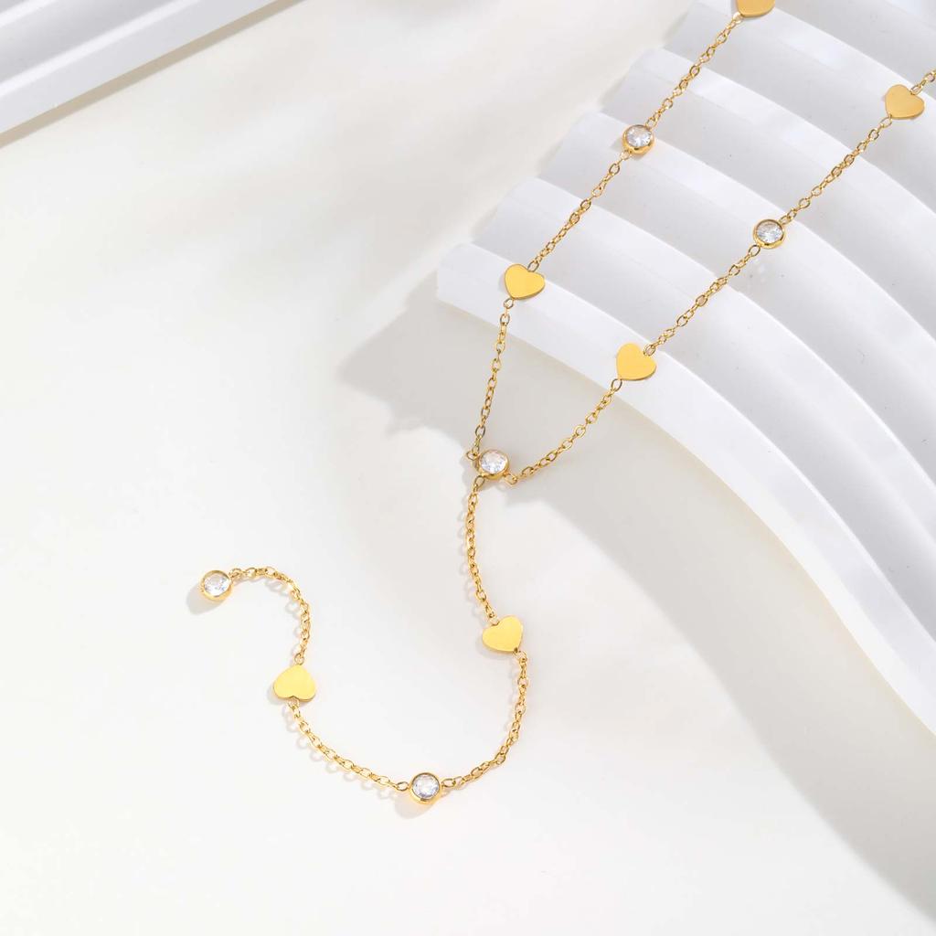 Classic Cross Zircon Y-shaped Necklace for Women,Butterfly Heart Shaped Choker Necklaces,Gold Color Stainless Steel Jewelry Gift