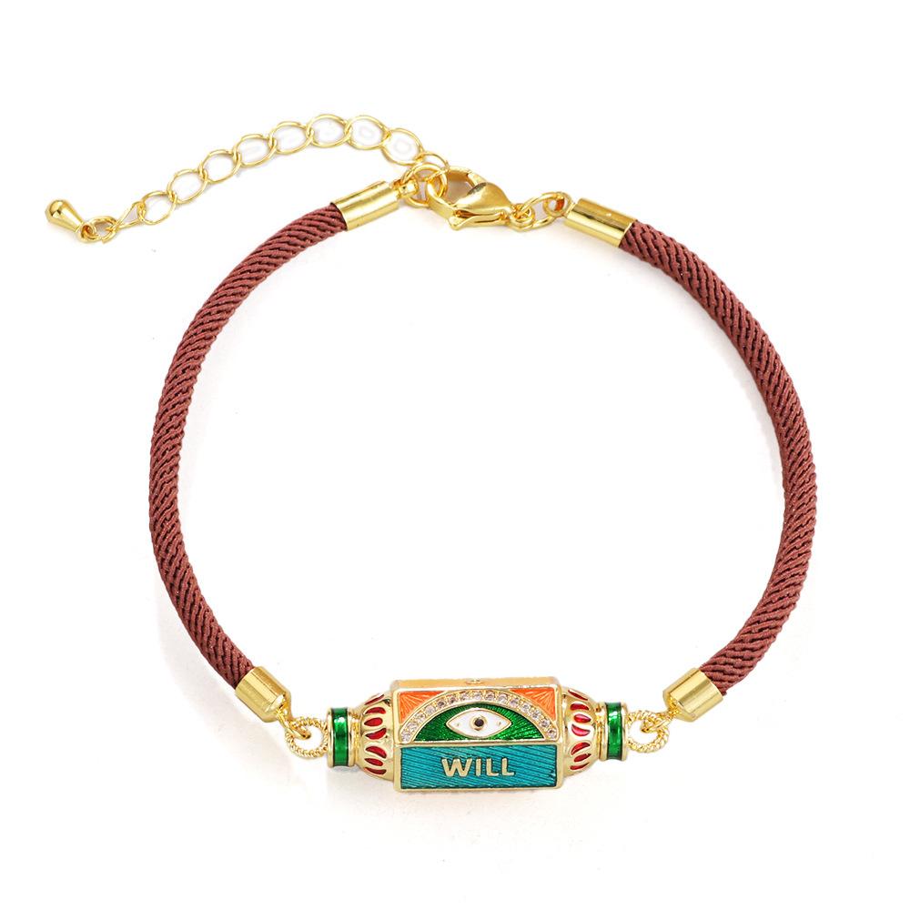 JMXD Punk Vintage Bracelet with Micro-inlaid Zircon Candy Hexagon Enamel Evil Eye Letter Colorful Trendy Fashion Stylish Unisex Jewelry