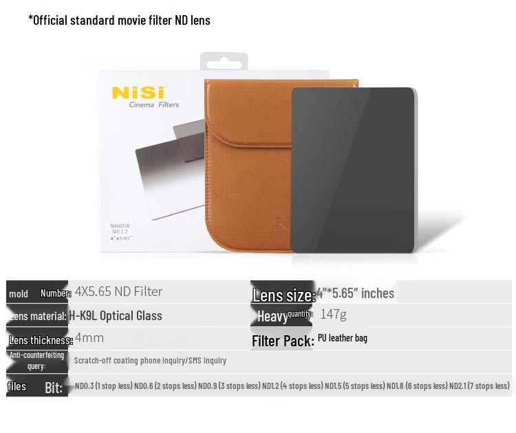8NiSi Tiansi 4x5.65 Cinema ND Filter ND0.3-2.1 Neutral Density Film Filter