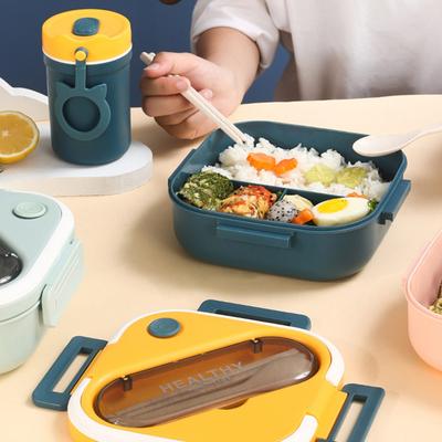 Praktische große Kapazität zum Aufbewahren von Schnappschnallen, 3 Gitter, Lunchbox, Lebensmittelbehälter mit Löffel, Haushaltsbedarf, Bento-Box