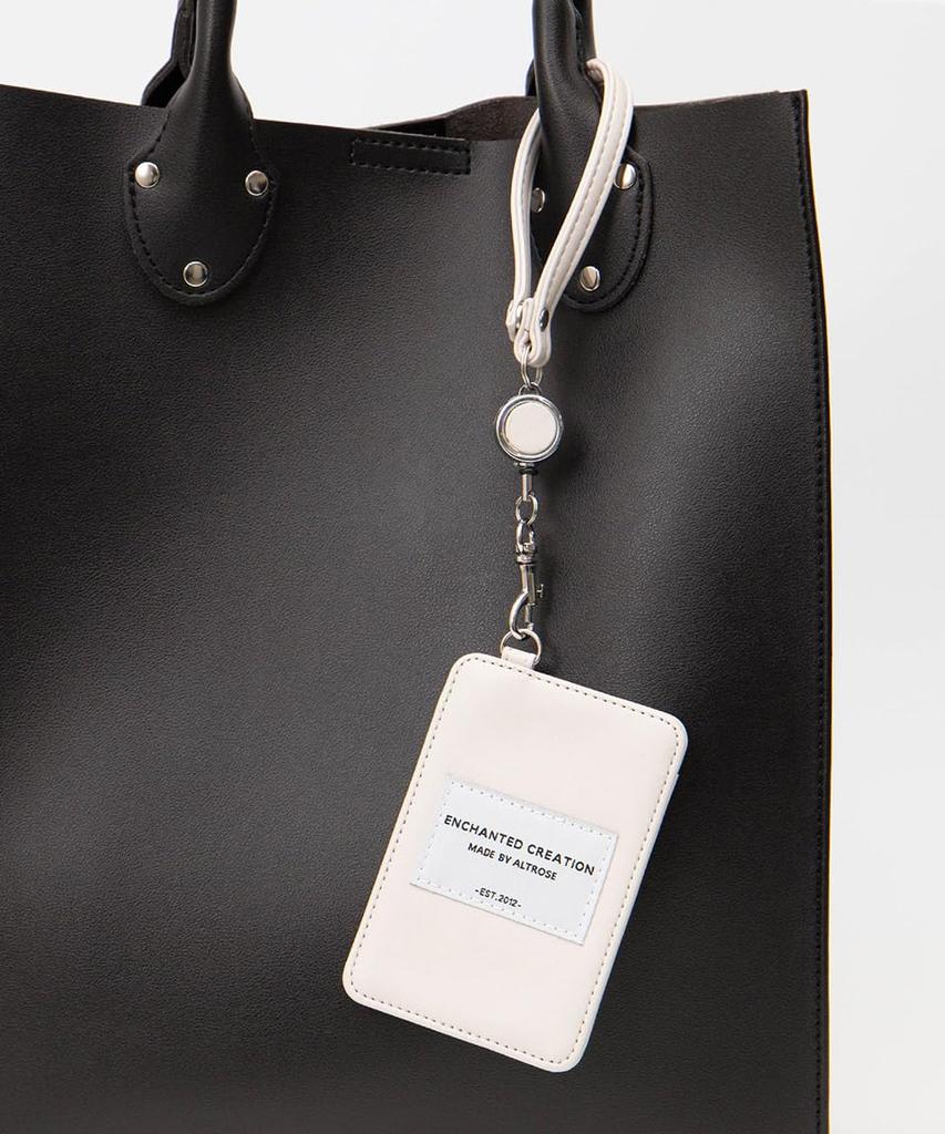 Altro Rose Silver Pass Case for Men and Women, Cute, Stylish, Simple, Leather and Synthetic Leather with Reel, Logo, Slim, Vertical Design, Korean,