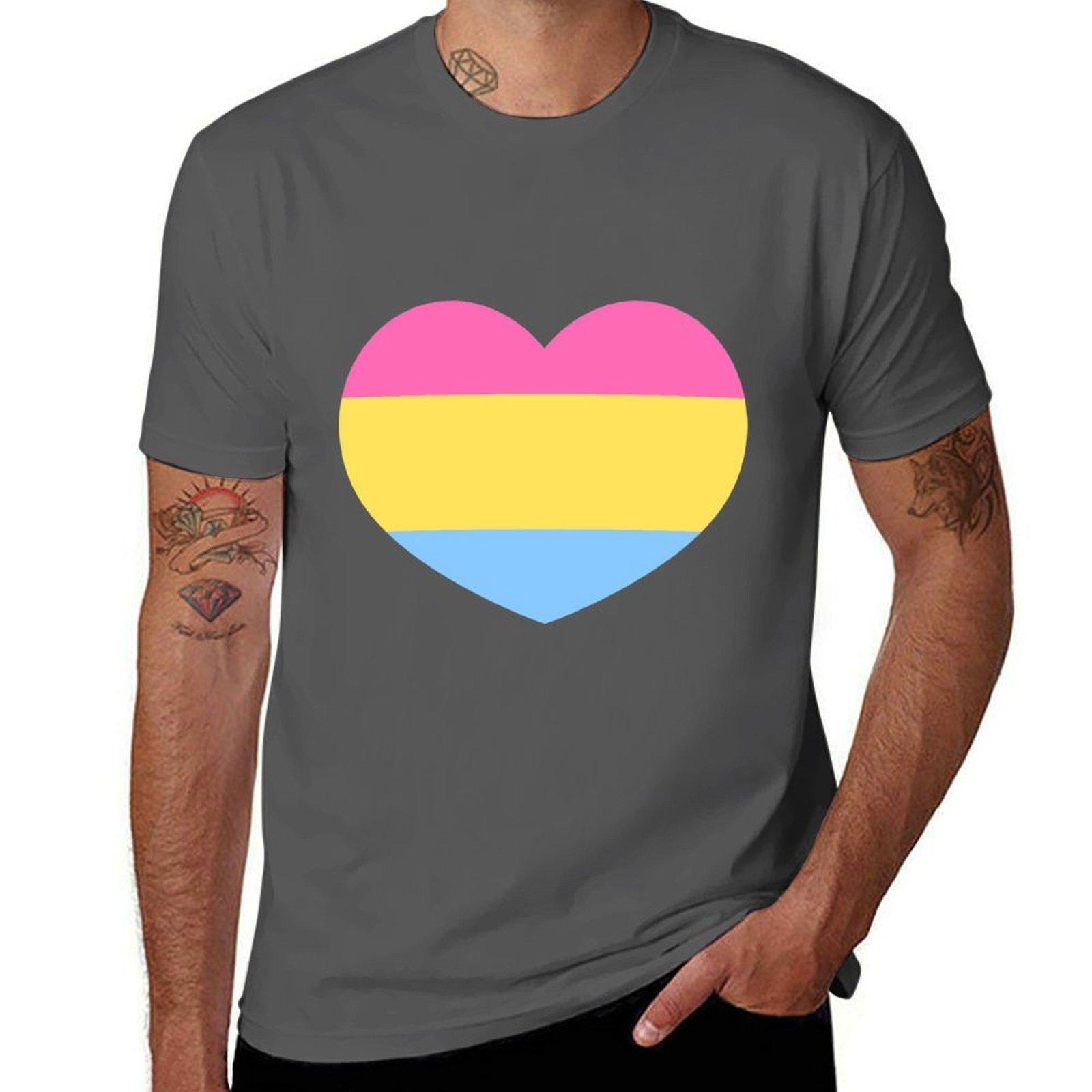 

pansexual heart T-Shirt t shirt man luxury t shirt men 100% cotton luxury brand T-Shirt 4XL