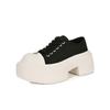 ! Schuhe neu großer runder Kopf dicke Sohle erhöhend Canvas Freizeitschuhe Damen Derby Board Schuhe