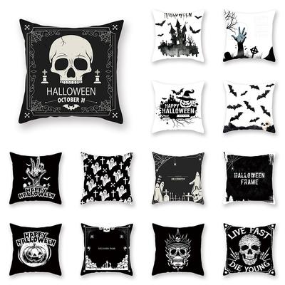 Halloween Horror Skull Print Pattern Cushion Cover Home Air Conditioning Sofa Decoration Pillow 45X45Cm