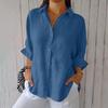 Women's Spring Cotton Linen Back Tie Design Shirt Polo Neck Single Breasted Women's Loose Casual Blouses Commute Daily Style