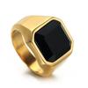 Classic Inlaid Black Zircon Men's Gold Ring New Fashion Temperament Luxury To Attend The Banquet Business Square Ring