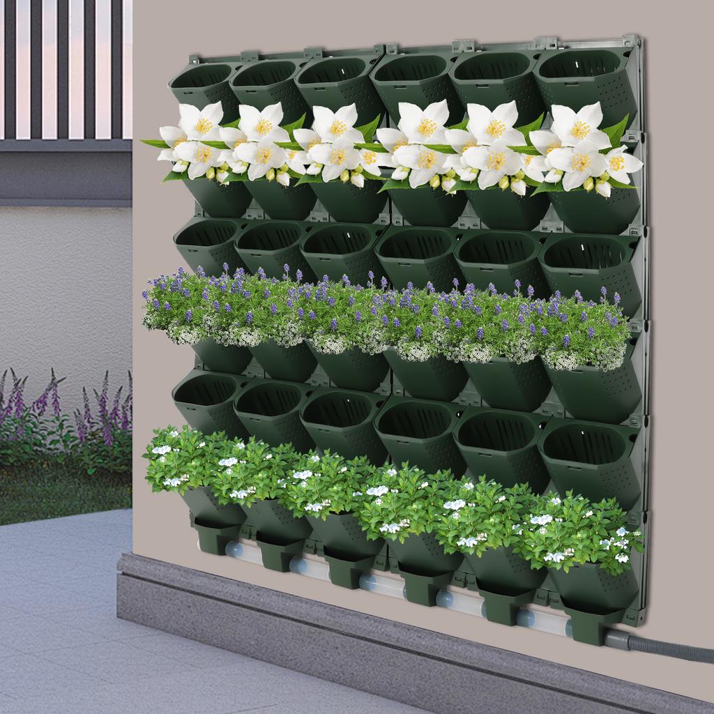 36-Hole Vertical Wall Mounted Planter Set, Large Capacity Self-Watering Garden Growing System, Wall Hanging Planting Baskets