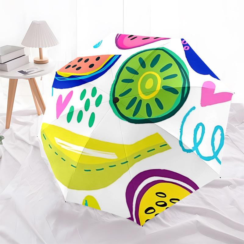 1pc Watermelon, Banana Automatic Folding Umbrella - Portable Collapsible Design, 8-Rib Iron Frame, Durable Fabric Yy251125099