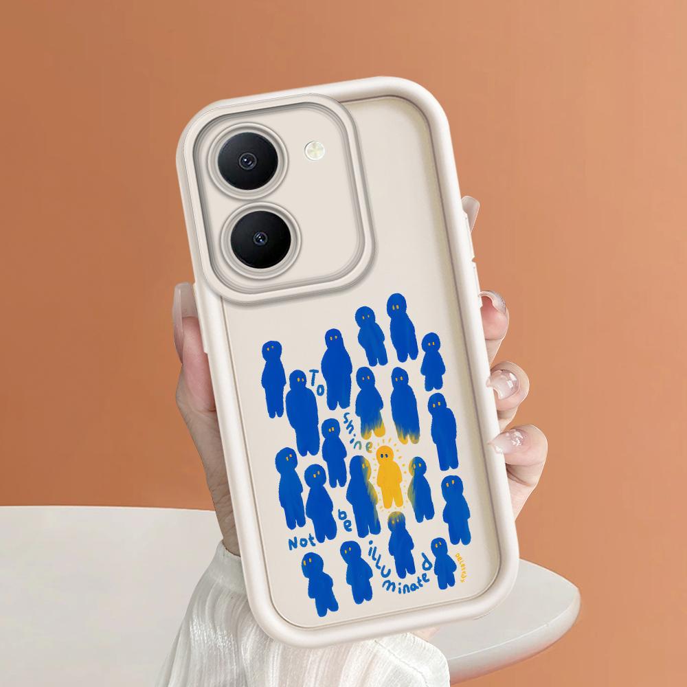 Soft Silicone Square Ladders Cartoon Pattern Full Cover Camera Protection Shockproof Case for iPhone Infinix Tecno Vivo