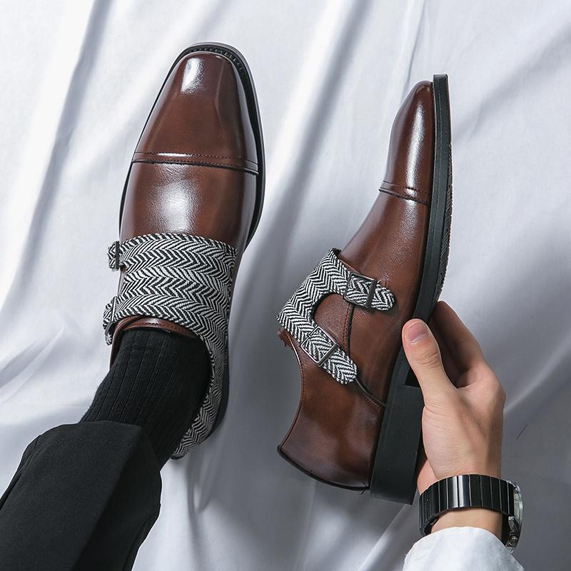 Fashion New Luxury Gentleman Monk Strap Mix Colors Slip On Shoes For Men Casual Loafers Business Formal Dress Footwear Zapatos Hombre