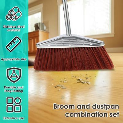 Bezem Stoffer Set Roestvrij Staal Magische Borstels Combinatie Huishoudelijke Combo Schoonmaakgereedschap Stoffer Lange Steel Vegen