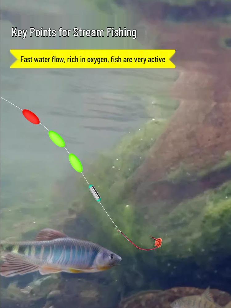 Akita Fox Stream Fishing Line Set: Seven-Star Float, Single Hook, Three Floats, Specialized for Small Fish and Minnow Fishing