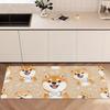 Cute Shiba Inu Kitchen Runner Rug, Cartoon Akita Dog with Bow Tie Non-Slip Absorbent Floor Mat for Entryway Bathroom Hallway