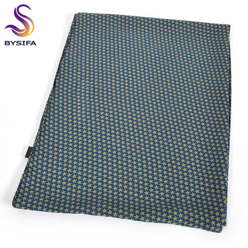 [BYSIFA]  Male Long Silk Scarf Cravat Blue Gold Men Neck Scarf New Brand Accessories Fall Winter Business Men Scarves 170*30cm