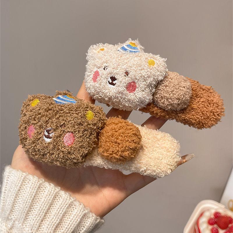 Cartoon Plush Bear Hair Clip For Women Girl Fashion Large Duckbill Clip Sweet Cute Girl Side Clip Hairpin Hair Accessories