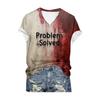 Halloween Blood Shirt Digital Print Blood Stains Text Tee Shirt Women V-neck Tops Casual Wear Funny Horror Clothes