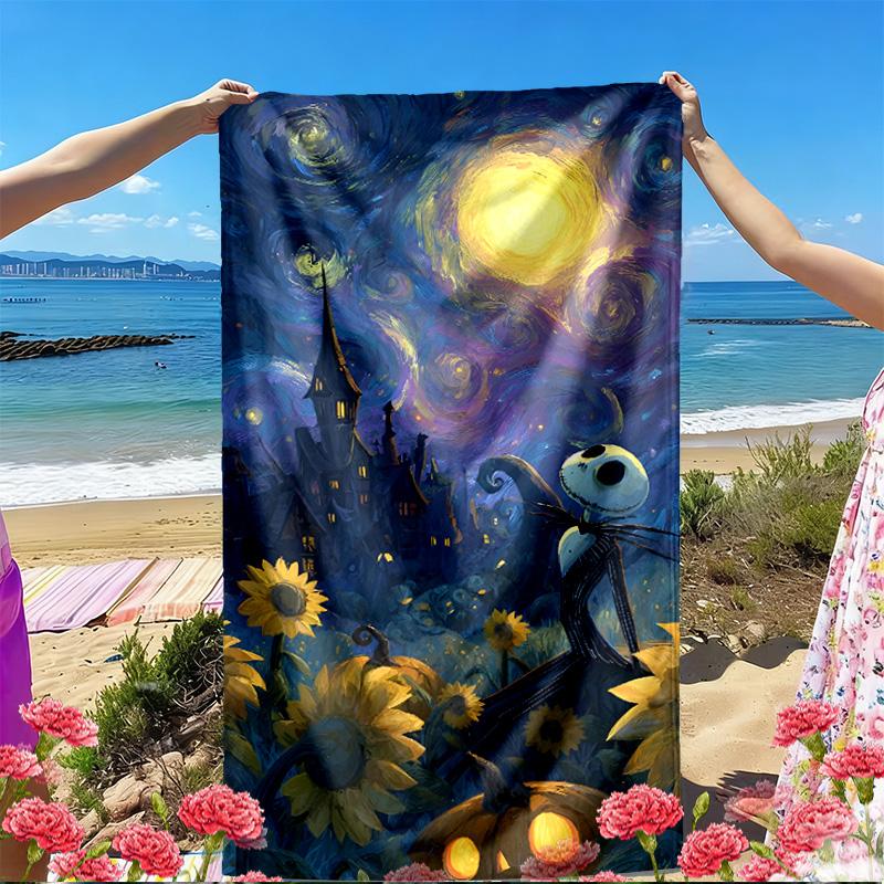 The Nightmare Before Christmas Print Beach Towel, Versatile Lightweight Absorbent Beach Towel for Pool Surf Yoga Bathroom, Perfect Birthday Holiday Gi