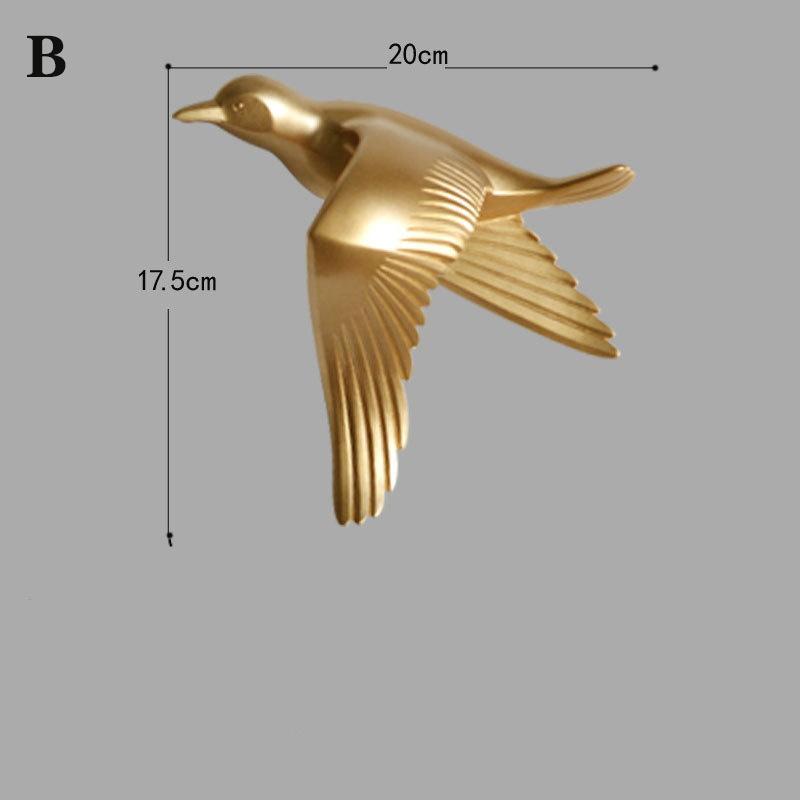 3D resin bird wall decorations three-dimensional wall stickers white gold bird statue living room TV sofa background wall art
