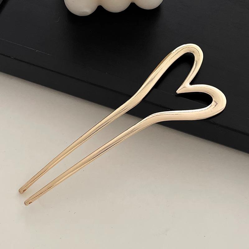 Luxus-Metall-U-förmige Haarspangen für Damen Mädchen Silber Gold Farbe Herz-Haarnadeln für Dutt Hochsteckfrisur Hochzeits-Haarschmuck Geschenke