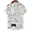 Stampa 1D con motivo gattino nuova camicia casual da uomo a maniche corte con colletto produttore top casual versatile dritto