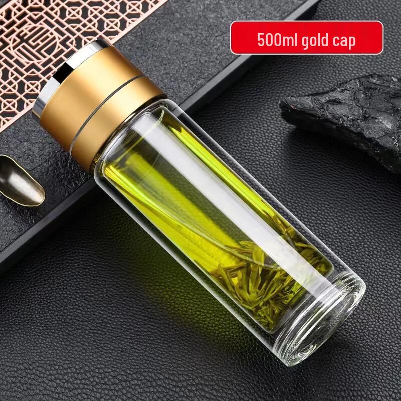 MINGHUI Double-Wall Borosilicate Glass Insulated Water Bottle