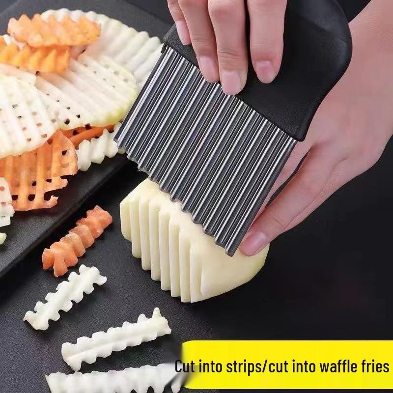 Stainless Steel Wavy Potato Cutter - Fancy Julienne Wave Knife for Kitchen & Vegetables