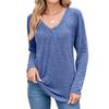 Autumn Winter Women's Tees V Neck Loose Long Sleeve T-Shirt Women