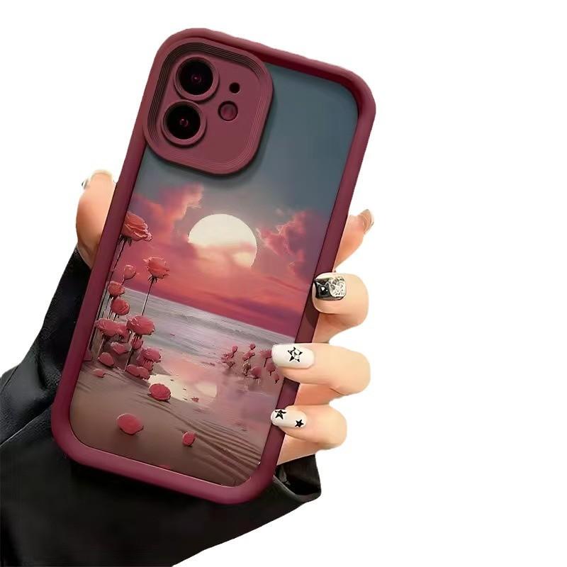 Moon Flower Sea is suitable for Apple 16ProMax mobile phone case iPhone15 anti-drop 14Pro all-inclusive 17Air beautiful