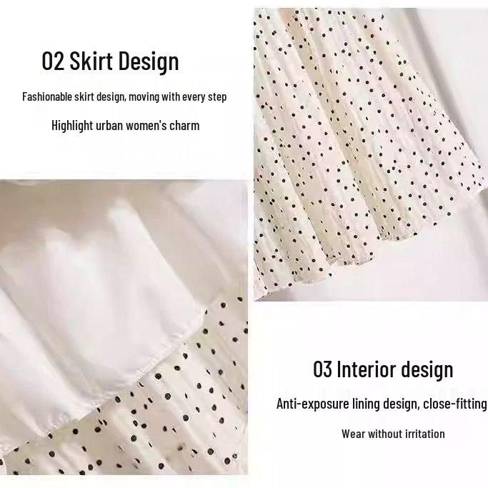 2025 Versatile Polka Dot Midi Skirt: Japanese-Inspired, High Waist, Slimming A-line Pleats