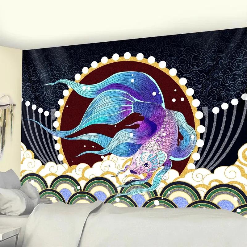 Japanese Style Ocean Wave Tapestry Office Living Room Decoration Home Wall Tapestry