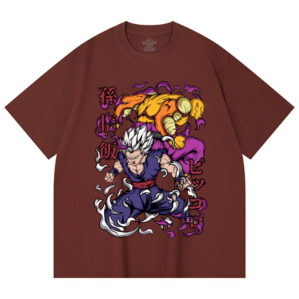 230 g/m² 100 % Baumwolle Dragon Ball V57 Gohan Piccolo Aufdruck Unisex Schweres Baumwoll-T-Shirt