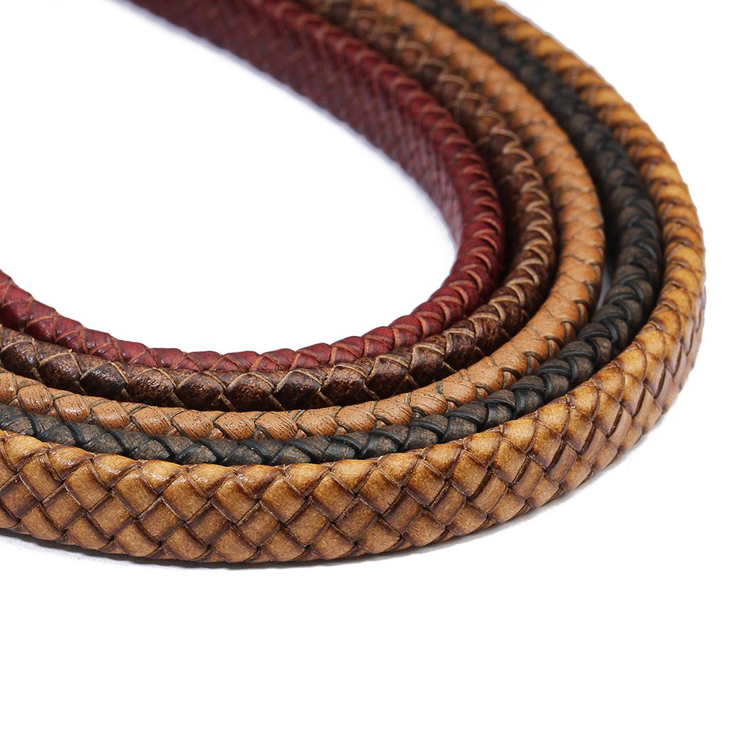 1 Yard Echte Leder Geflochtene Schnur 10/12mm Vintage Flache Schnüre Für DIY Heimdekoration Kleidung Schmuck Zubehör