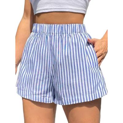 Kadın Dikey Çizgili Rahat Kesim Günlük Şort