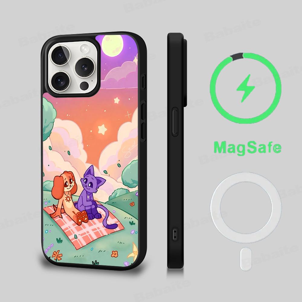 S-Lachende C-Kreaturen C-KATZENSCHLAF HUNDETAG Handyhülle Magesafe Magnetische Kabellose Ladehülle Für iPhone 16 13 14 15 Pro Max Plus Mini