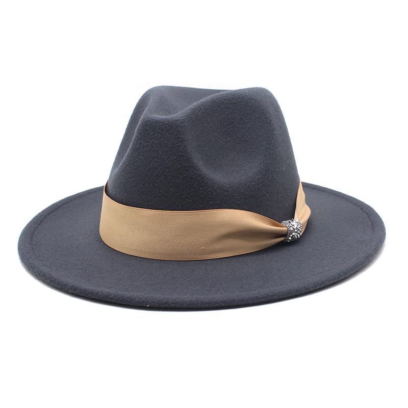 British Woolen Hat Women'S Spring Wide Brim Flat Top Internet Celebrity French Top Hat Flat Edge Imitation Wool Camel Jazz Hat