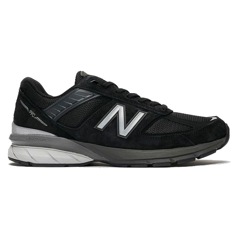 New Balance Nb 990 V5 Retro Fabric Leather Cushioning Durable Low Top Running Shoes Men Sneaker Black M990BK5(2E)