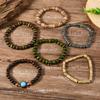 New 12-piece turquoise wood beads beaded alloy accessories elastic line men's bracelet