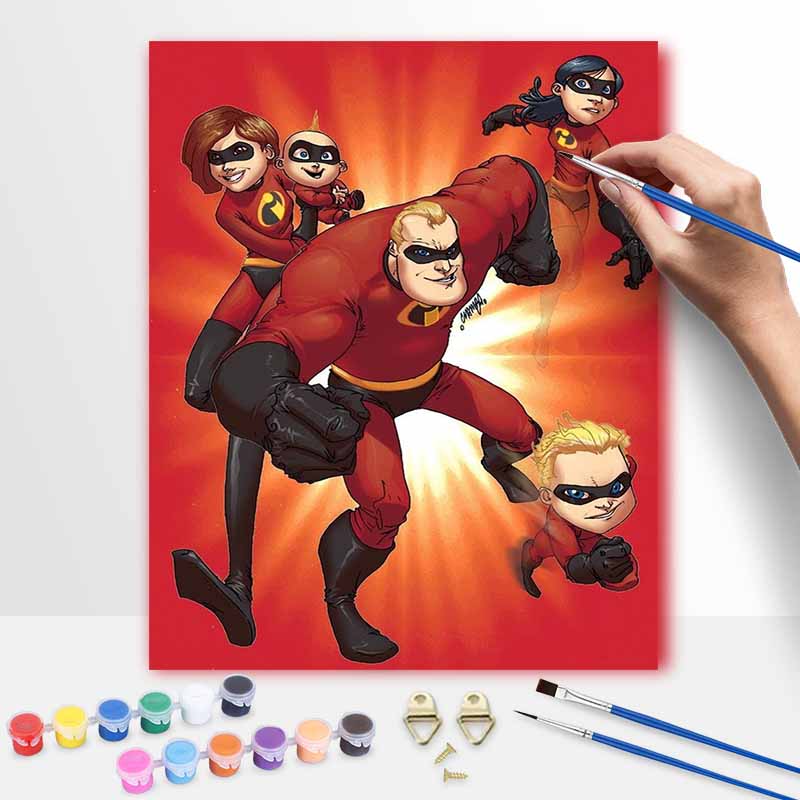 Disney The Incredibles Oil Painting Kit Superhero Family Wall Art Home Decor Gift 20x30cm
