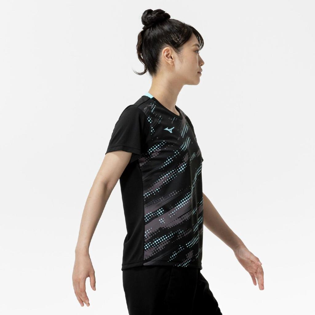 Short Sleeve Game Dynamotion Size M Perfect for Club Activities Women's Tennis/Badminton Shirt, Moisture-Wicking, Quick-Drying, Fit, Black, (Product