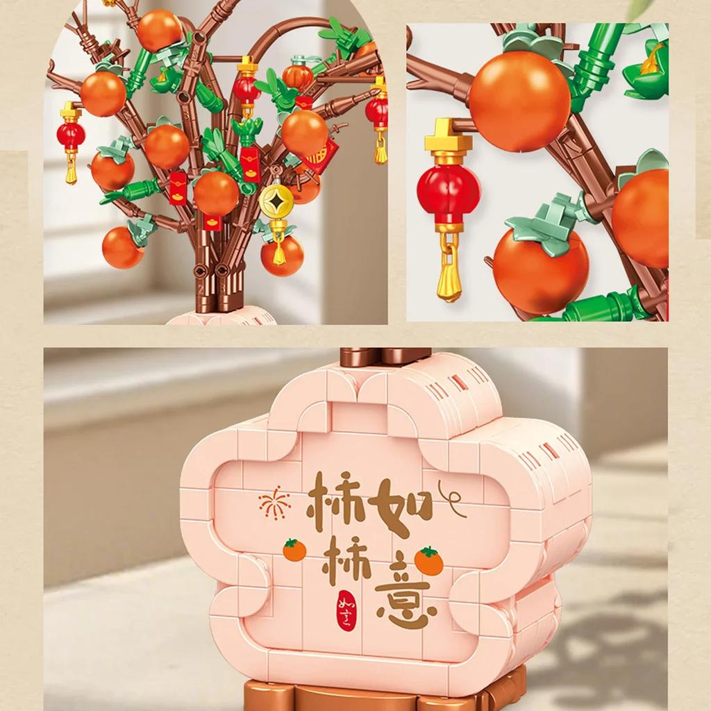 DIY Creative Home Decoration Plastic Artificial Flowers Building Blocks  Artificial Flowers Bonsai Creative  New Year Gifts