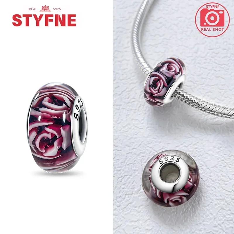Copper Metal Colorful Flower Series Murano Glass Bead Components Luxury Charm Bead Component Compatible With Authentic Original Bracelet High Quality