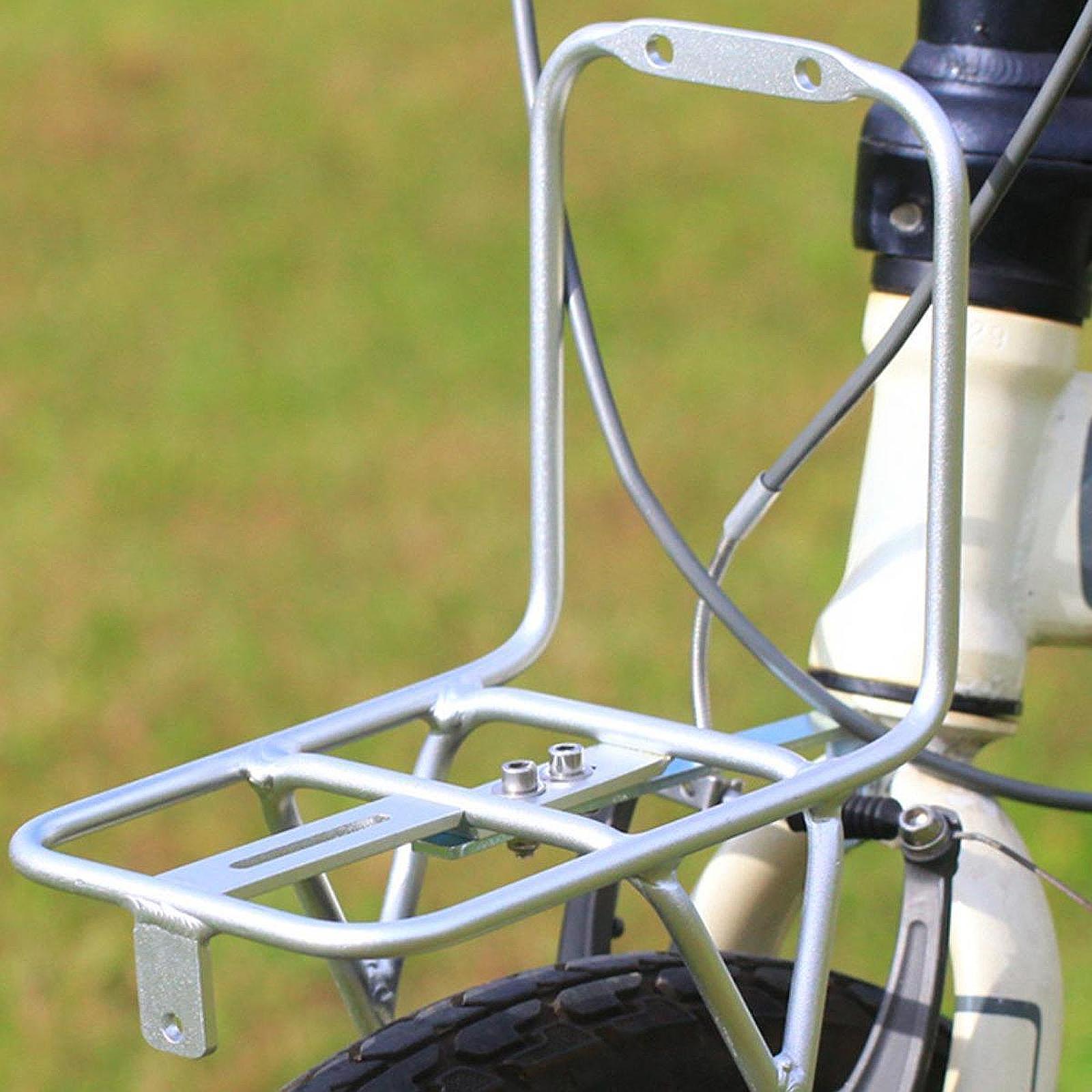 Bike Aluminum Alloy Front Fork Rack Luggage Rack Holder Stand Carrying Trunk for 20  Mountain Bike Riding Long Distance Cycle argento