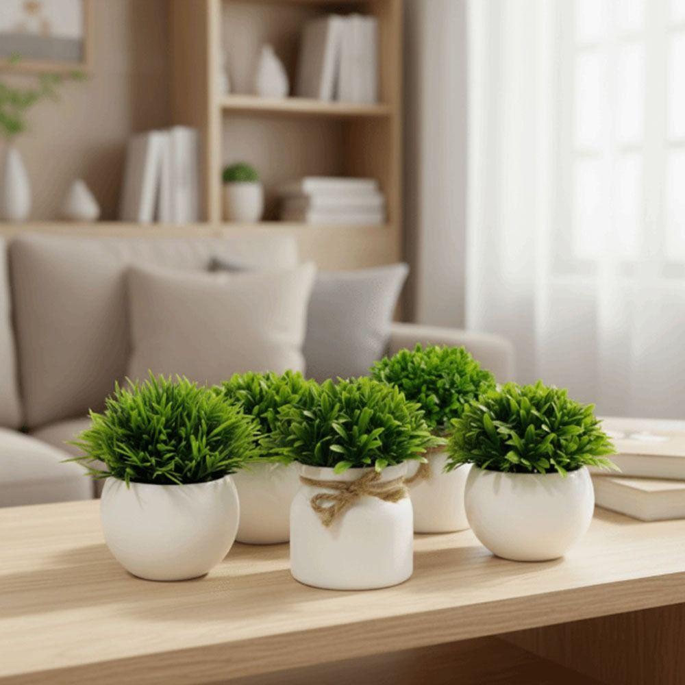 Décor Extérieur Fleur Artificielle avec Pot Plantes Fausse Vertes Nouveau Bonsaï Vert en Pot Bureau