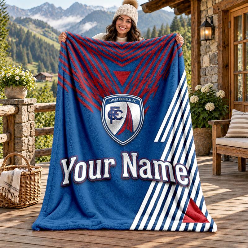 Chesterfield F.C. Personalisierte Flanelldecke mit individuellem Namen, weiche, warme Plüsch-Kuscheldecke, personalisiertes Geschenk für Familie und Freunde