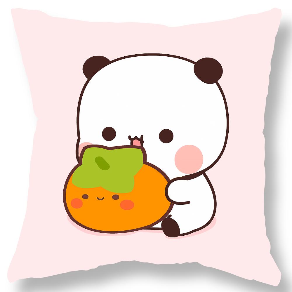 Short plush material pillowcaseBubu Bear Dudu Ball Printed Pillowcase Kawaii Cartoon Anime Sofa Cushion Cover Bedroom Room Pillo