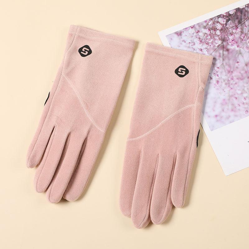 Autumn and Winter German Velvet Warm Women's Gloves Plus Velvet Thickened Windproof Cold and Anti Slip Touch Screen Electric Vehicle Outdoor Riding