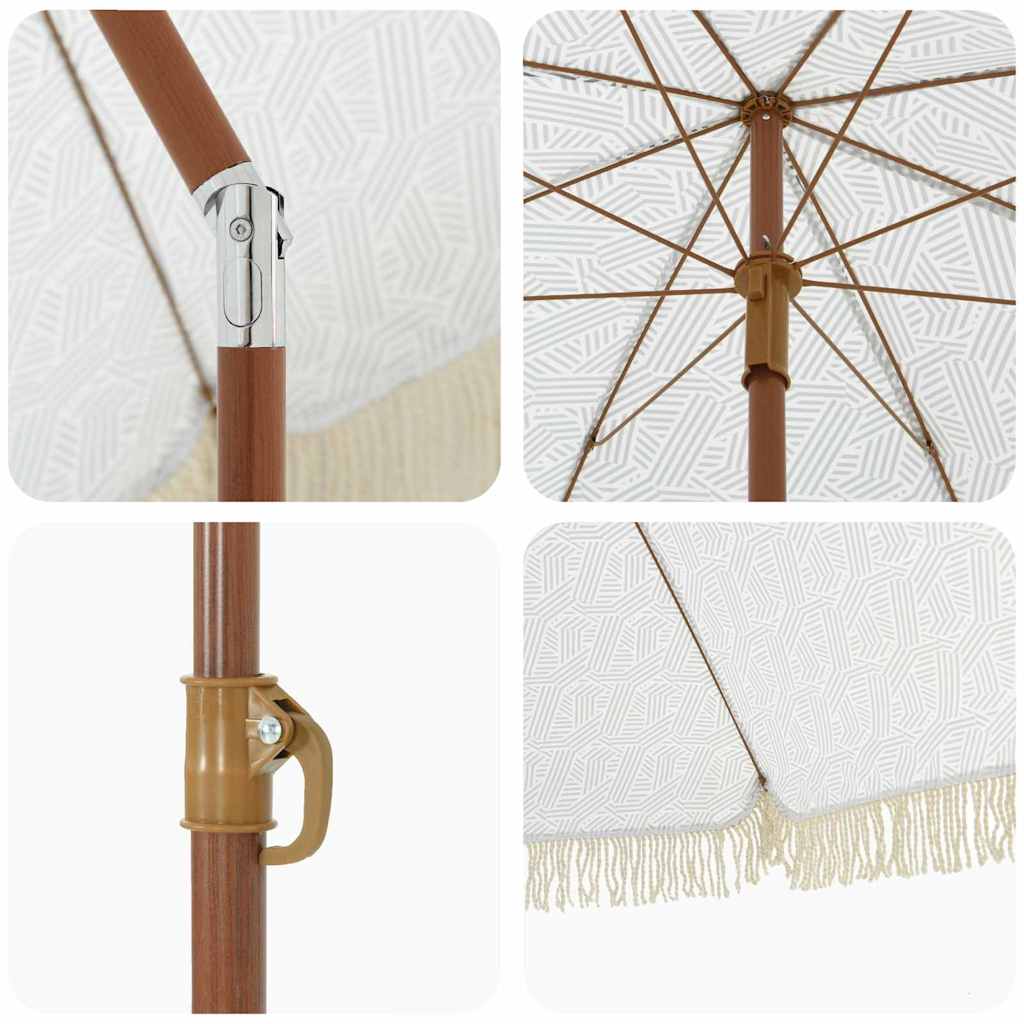 Beach Umbrella Grey and White 160 X 160 X 196 Cm