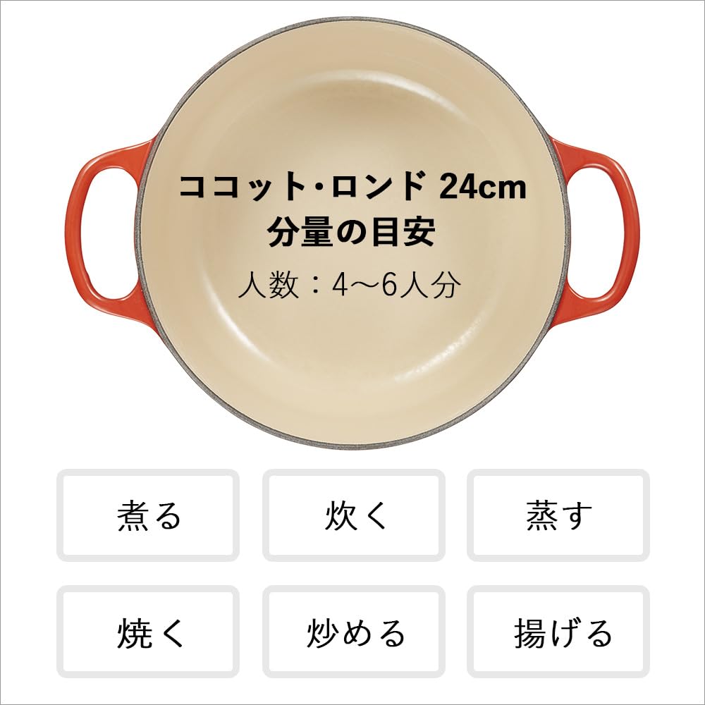 Le Creuset Cast Iron Enameled Pot Cocotte Ronde 24 cm Chiffon Pink Gas IH Oven Compatible