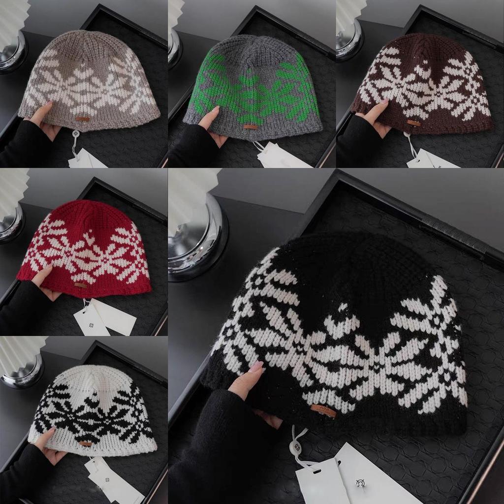 Wool Vintage Knit Beanie With Hand Embroidered Design For Winter Casual Wear